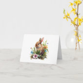Sweet Bunny Rabbit in een veld van bloemen BLANK Kaart (Gele Bloem)
