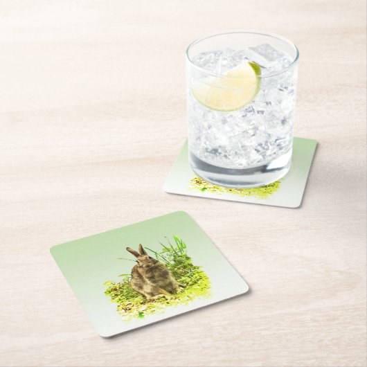 Sweet Bunny Rabbit in Grass Paper Onderzetters (Insitu)