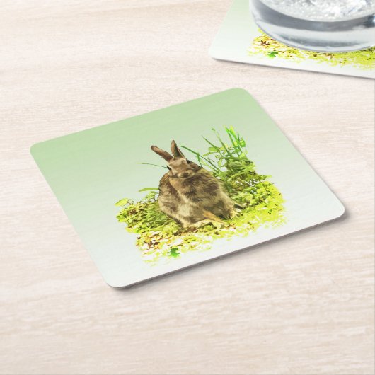 Sweet Bunny Rabbit in Grass Paper Onderzetters (Schuin)