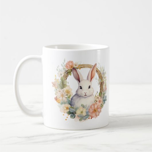 Sweet Bunny Rabbit met Lente Bloemen Koffiemok (Links)