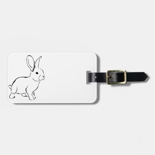 Sweet Bunny Rabbit Schattigee Natuur Cartoon Art Bagagelabel (Voorkant horizontaal)
