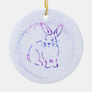 Sweet Bunny Rabbit - Tekst toevoegen aan Waterverf Keramisch Ornament