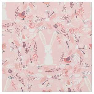 Sweet Bunny   Roze Floral Nursery Stof