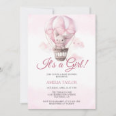 Sweet Bunny Schattig Baby Girl Shower Uitnodiging (Voorkant)
