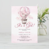 Sweet Bunny Schattig Baby Girl Shower Uitnodiging (Staand voorkant)