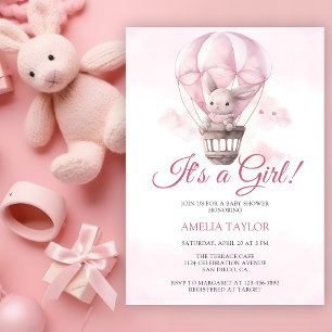 Sweet Bunny Schattig Baby Girl Shower Uitnodiging