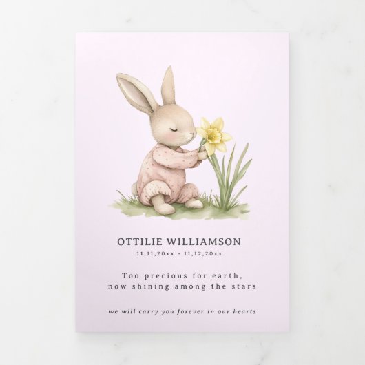 Sweet Bunny "Shining Among Stars" Funeral Program Drieluik Programma (Cover)