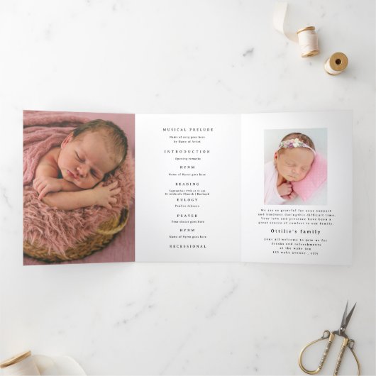 Sweet Bunny "Shining Among Stars" Funeral Program Drieluik Programma (Binnen)