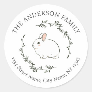Sweet Bunny Simple Wreath Easter Return-adres Ronde Sticker