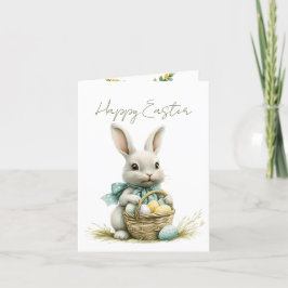 Sweet Bunny Waterverf Floral Easter Feestdagen Kaart