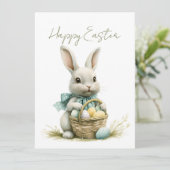 Sweet Bunny Waterverf Floral Easter Feestdagenkaart (Staand voorkant)