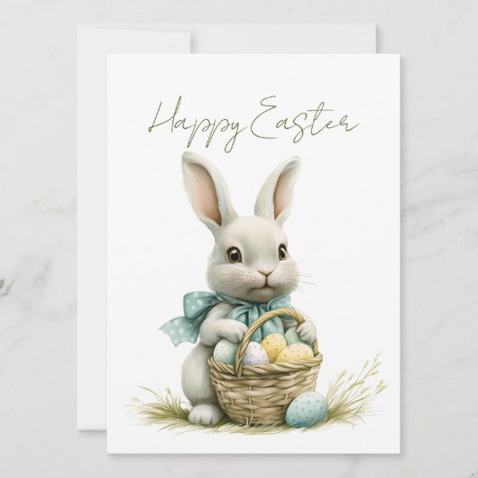 Sweet Bunny Waterverf Floral Easter Feestdagenkaart (Voorkant)