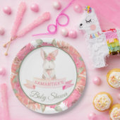 Sweet Bunny Waterverf Flowers Baby shower Papieren Bordje (Feest)