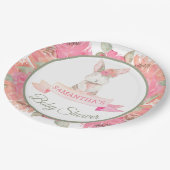 Sweet Bunny Waterverf Flowers Baby shower Papieren Bordje (Gekanteld)