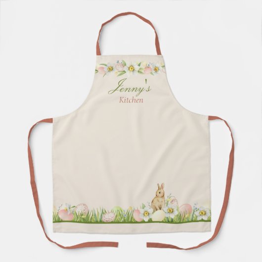 Sweet Bunny Waterverf gepersonaliseerd Schort (Voorkant)