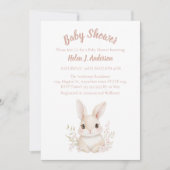 Sweet Bunny Waterverf Pink Flower Baby shower Kaart (Voorkant)