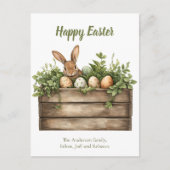 Sweet Bunny Waterverf Planten Eggs Easter Feestdagenkaart (Voorkant)