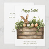 Sweet Bunny Waterverf Planten Eggs Easter Feestdagenkaart (Voorkant / Achterkant)