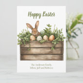 Sweet Bunny Waterverf Planten Eggs Easter Feestdagenkaart (Staand voorkant)