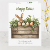 Sweet Bunny Waterverf Planten Eggs Easter Kaart (Gele Bloem)