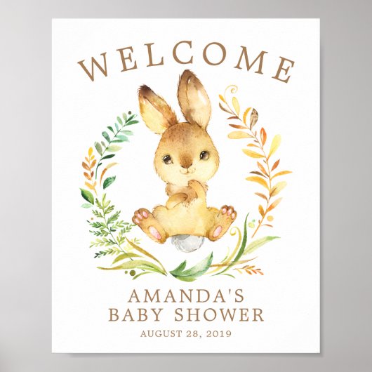 Sweet Bunny Welcome Baby shower Poster (Voorkant)