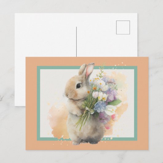 Sweet Bunny & Wildbloemen IV Briefkaart (Voorkant / Achterkant)
