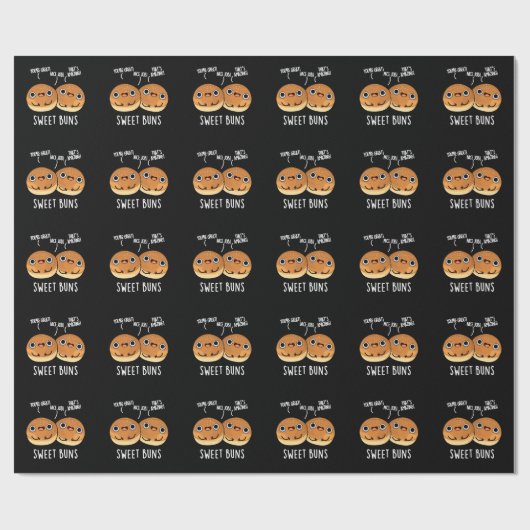 Sweet Buns Funny Baking Pun Dark BG Cadeaupapier (Vlak)