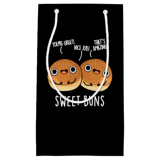 Sweet Buns Funny Baking Pun Dark BG Klein Cadeauzakje (Voorkant)
