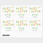 Sweet Bunting Gift Labels, Douches & Feestgunst Vierkante Sticker (Vel)
