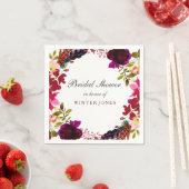 Sweet Burgundy Paarse Floral Wreath Vrijgezellenfe Servetten (Insitu)