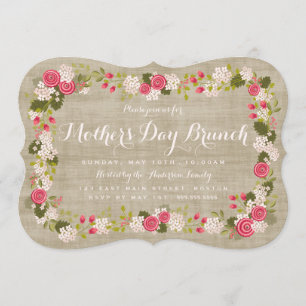 Sweet Burlap Floral Moederdag Brunch Uitnodiging