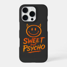 Sweet But Psycho | Fiery Devil Smiley iPhone 16 Pro Hoesje