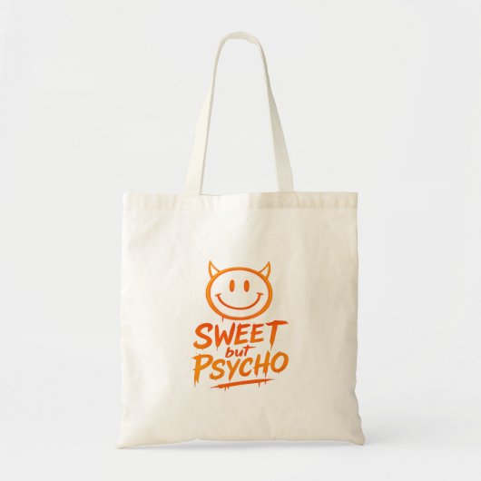 Sweet But Psycho | Fiery Devil Smiley Tote Bag (Voorkant)