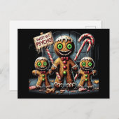 Sweet But Psycho Ginger Breadman Feestdagenkaart (Voorkant / Achterkant)