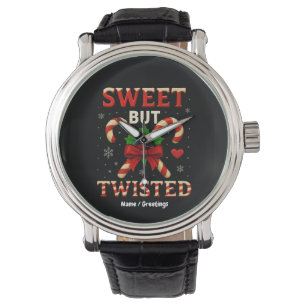 Sweet But Twisted Candy Cane Kerst Grappig Cadeau Horloge
