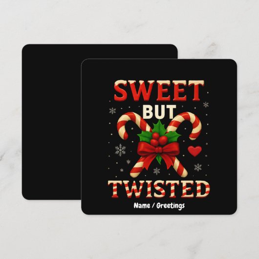 Sweet But Twisted Candy Cane Kerst Grappig Cadeau Kaart (Voorkant / Achterkant)