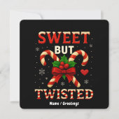 Sweet But Twisted Candy Cane Kerst Grappig Cadeau Kaart (Voorkant)