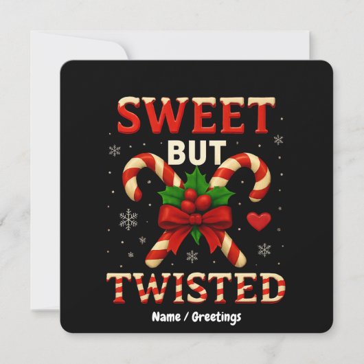 Sweet But Twisted Candy Cane Kerst Grappig Cadeau Kaart (Voorkant)