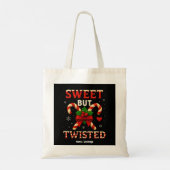Sweet But Twisted Candy Cane Kerst Grappig Cadeau Tote Bag (Achterkant)