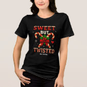 Sweet But Twisted Candy Cane Kerst Grappig Cadeau Tri-Blend Shirt (Voorkant)