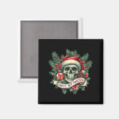 Sweet But Twisted Candy Cane Retro Skeleton Skull Magneet (Voorkant / Achterkant)
