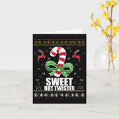 Sweet But Twisted Funny Candy Cane Ugly Christmas Kaart (Gele Bloem)
