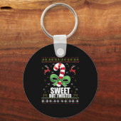 Sweet But Twisted Funny Candy Cane Ugly Christmas  Sleutelhanger (Voorkant)
