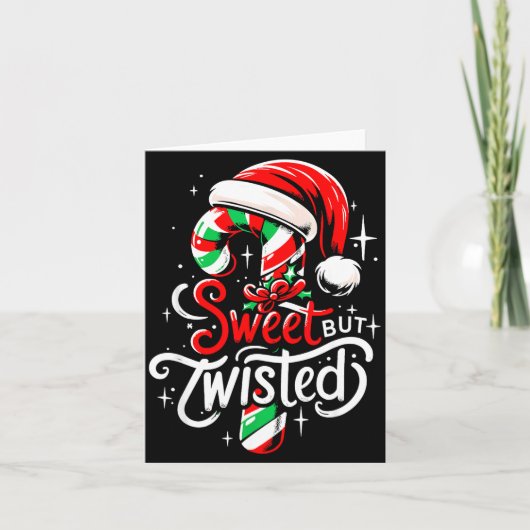 Sweet But Twisted Funny Christmas Candy Cane Xmas  Kaart (Voorkant)