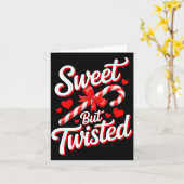 Sweet But Twisted Funny Christmas Candy Cane Xmas  Kaart (Gele Bloem)