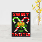 Sweet But Twisted Funny Christmas Candy Cane Xmas  Kaart (Gele Bloem)