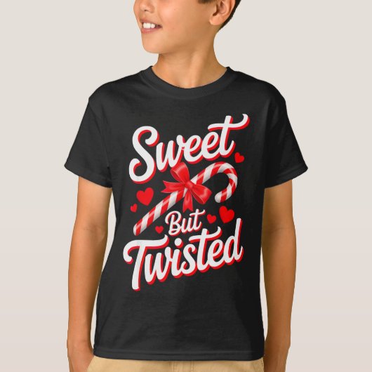 Sweet But Twisted Funny Christmas Candy Cane Xmas  T-shirt (Voorkant)