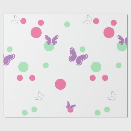 sweet butterflies and polka dots cadeaupapier (Vlak)