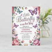 Sweet Butterfly Baby Shower Kaart (Staand voorkant)