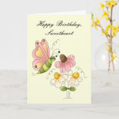 Sweet Butterfly Daughter Verjaardag Kaart (Gele Bloem)